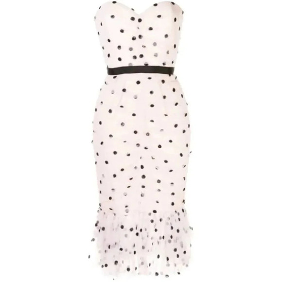 NWT Marchesa Notte Pink Strapless Dot Tulle Dress $795 - Picture 6 of 16
